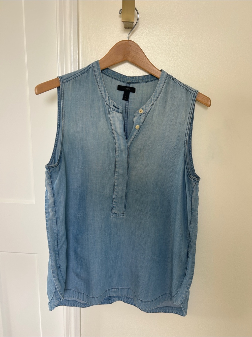 J. Crew Light Blue Sleeveless Chambray Popover Top